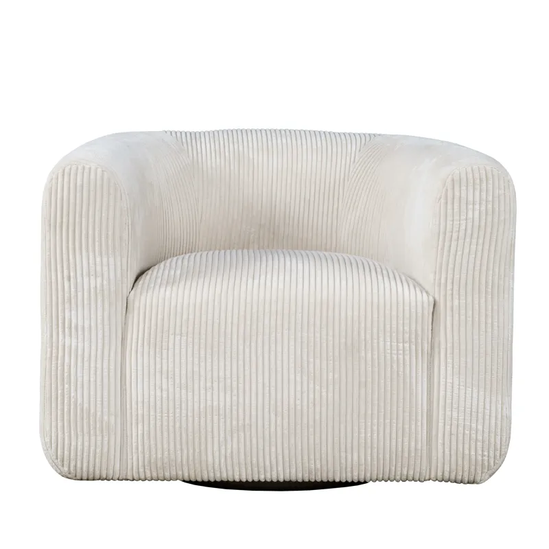 Biggs Modern Corduroy Upholstered Curved Barrel Swivel Accent Chair