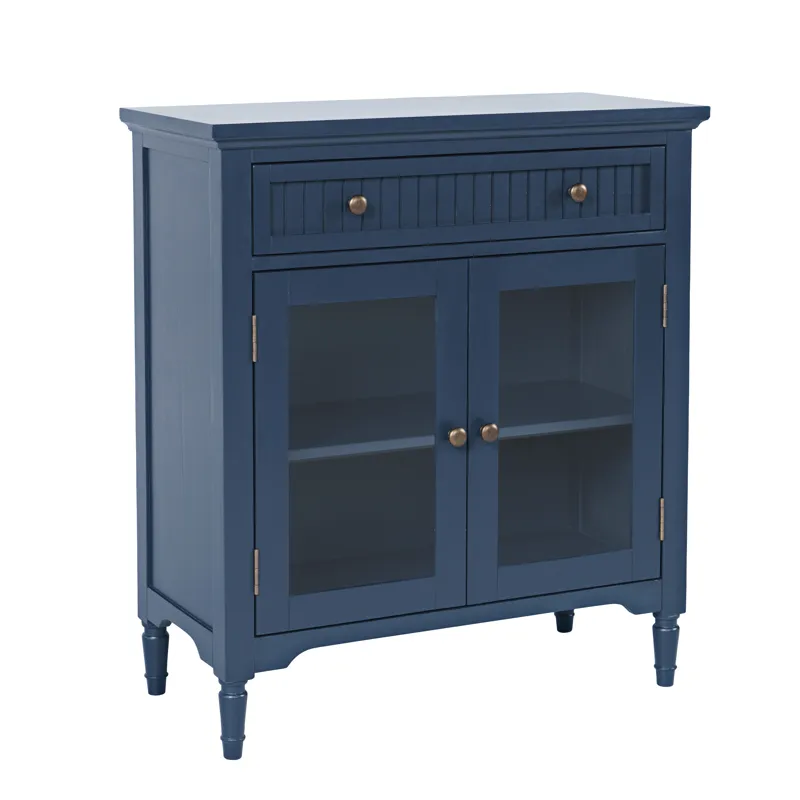 Westport 32" Glass Door Accent Cabinet a€“ Cottage Transitional Storage With Adjustable Shelves