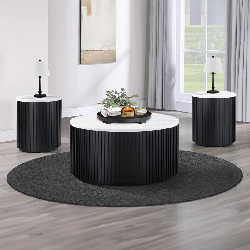 Colvin Round End Table, Black Finish