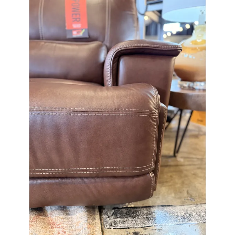 London Walnut Leather 6 Piece Power Reclining Sectional