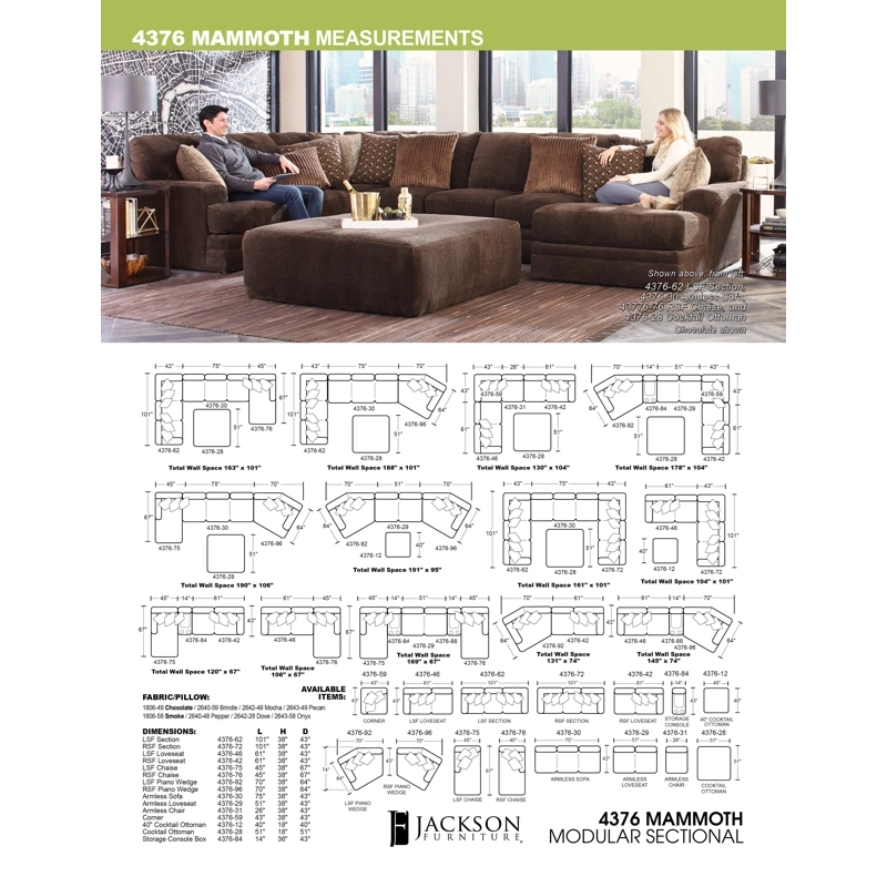 Mammoth 3 PC Sectional - Smoke