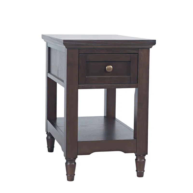 Brentwood Modern Transitional Chairside End Table With Drawer And Storage Shelf