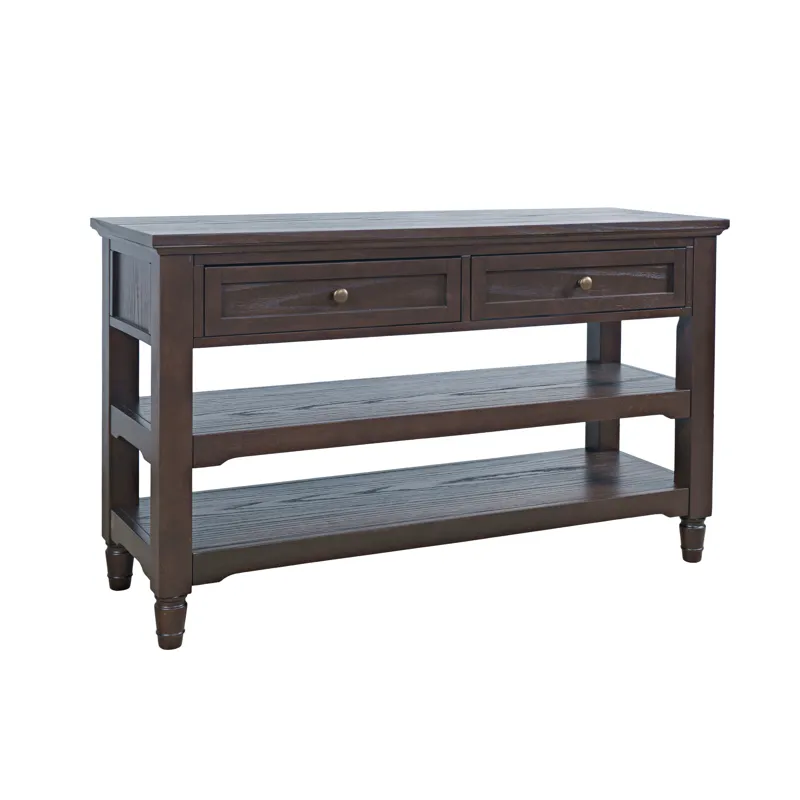 Brentwood Modern Transitional 50" Sofa Console Table With Drawers And Storage Shelves