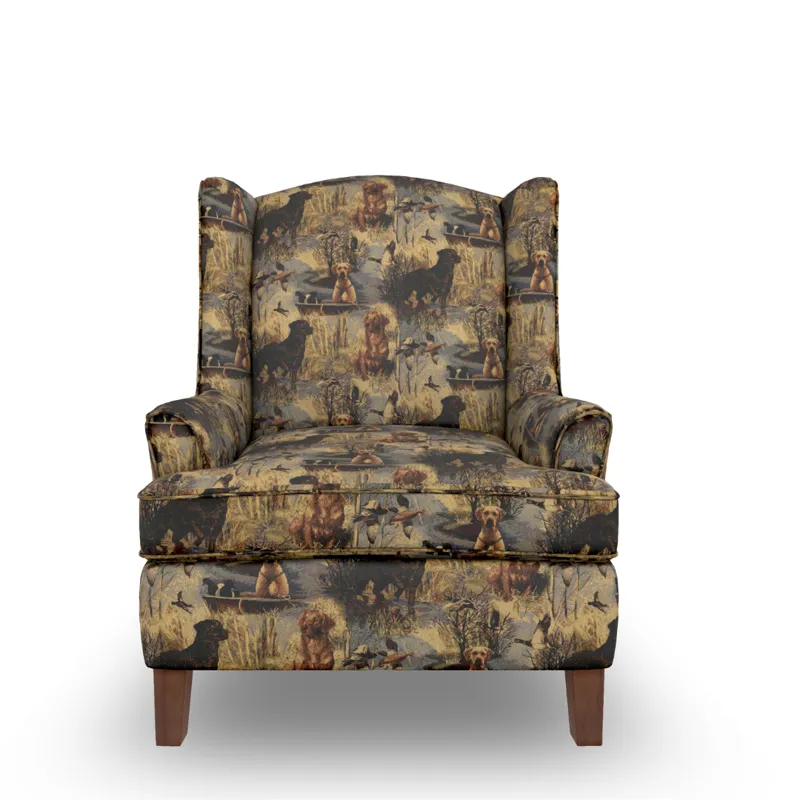 Andrea Fabric Stationary Chair - Dark Walnut