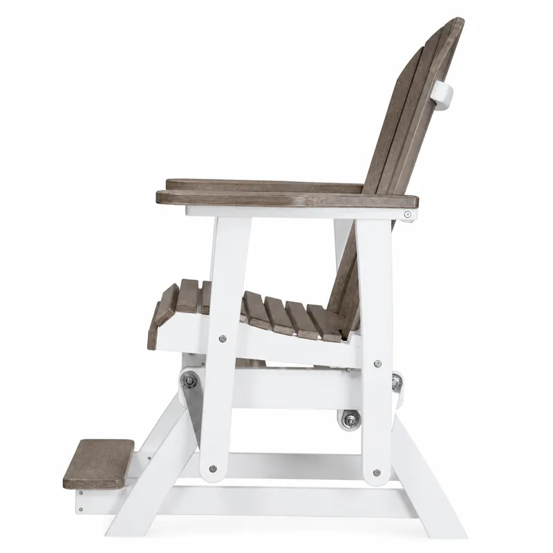 Cambridge Outdoor Single Counter Glider Chair - Weathered Wood/White