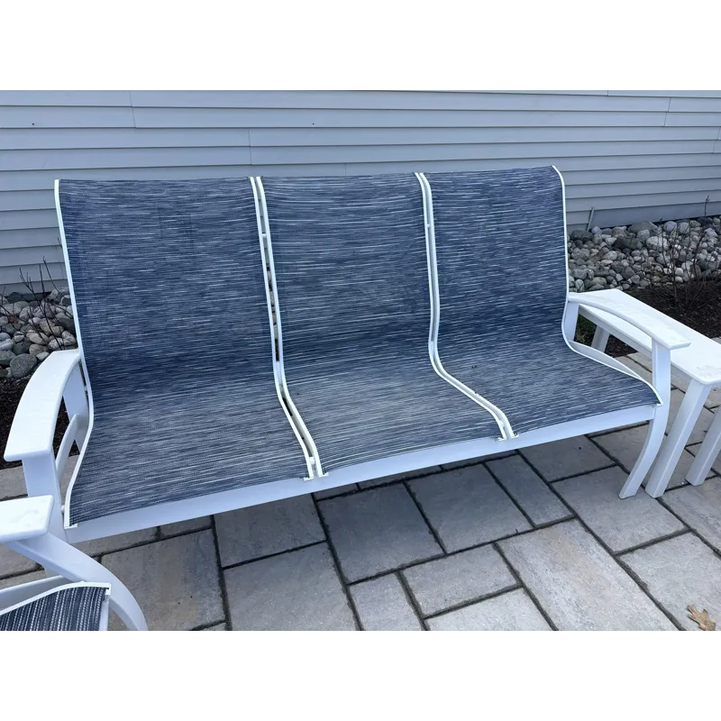 Belle Isle Sling Three-Seat Sofa - Snow / Nimbus Ocean
