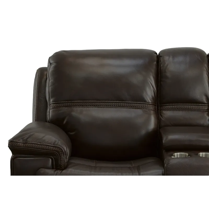 Fenwick Leather Power Loveseat w/Console & Power Headrests