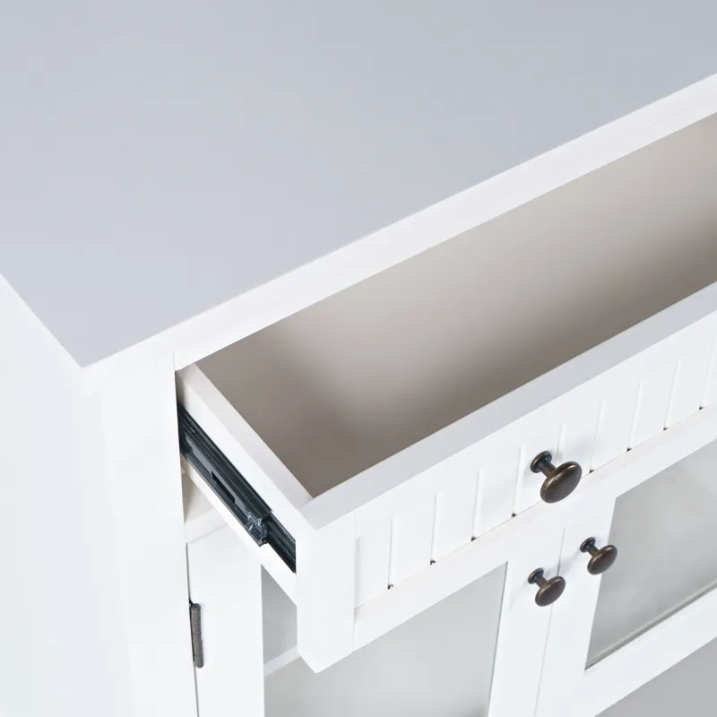 Westport 58" Glass Door Sideboard Cabinet a€“ Cottage Transitional Buffet With Adjustable Shelves