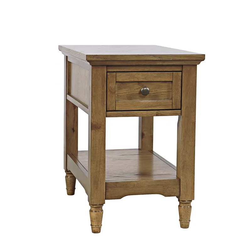 Brentwood Modern Transitional Chairside End Table With Drawer And Storage Shelf