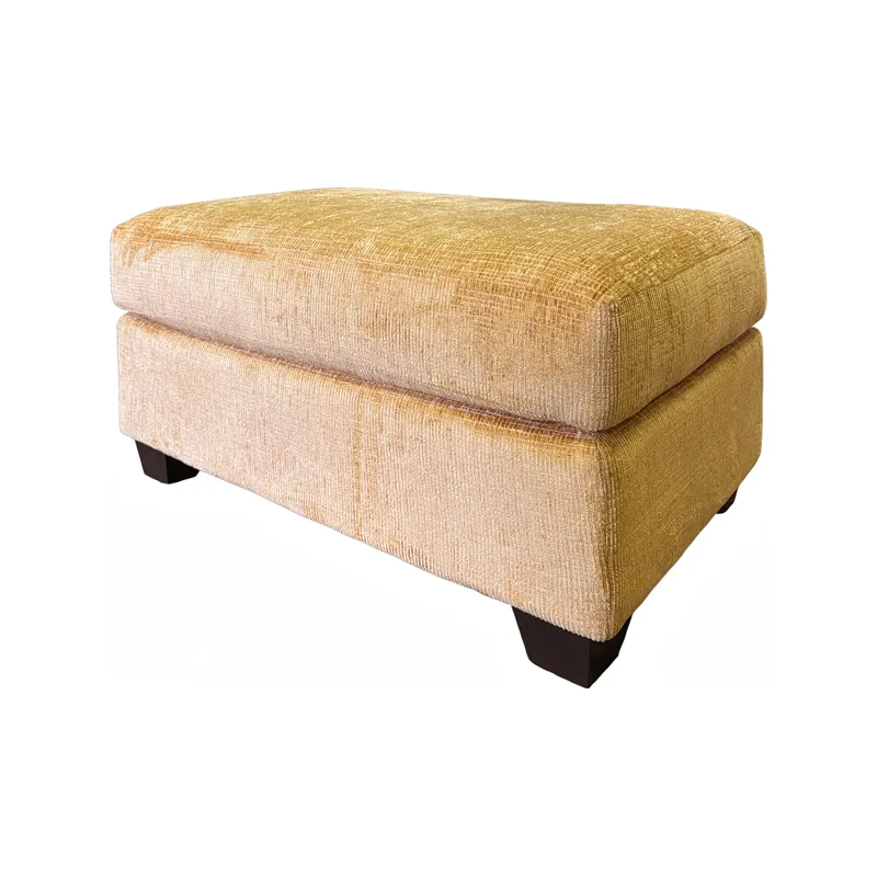 Waffle Gold Upholstered Ottoman