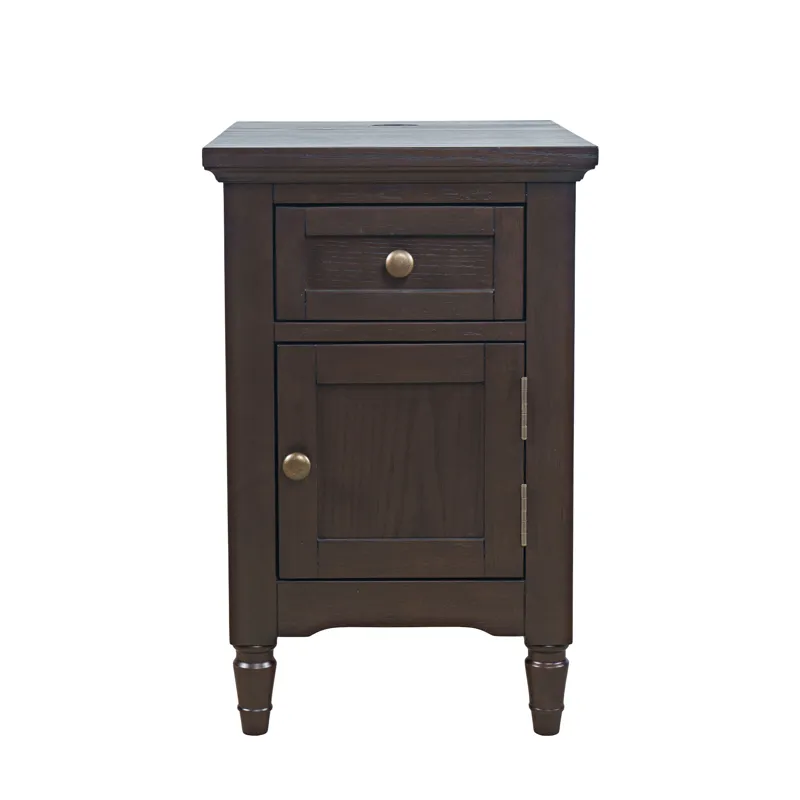 Brentwood Modern Transitional USB Charging End Table With Storage Cabinet