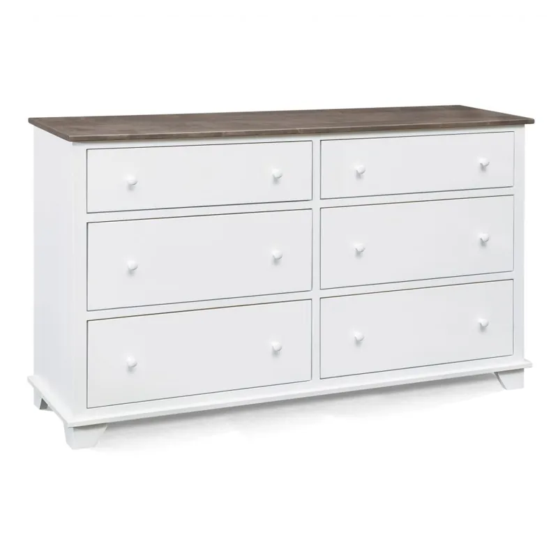 Portland Two-Tone 6 Drawer Dresser - Driftwood/Snow White