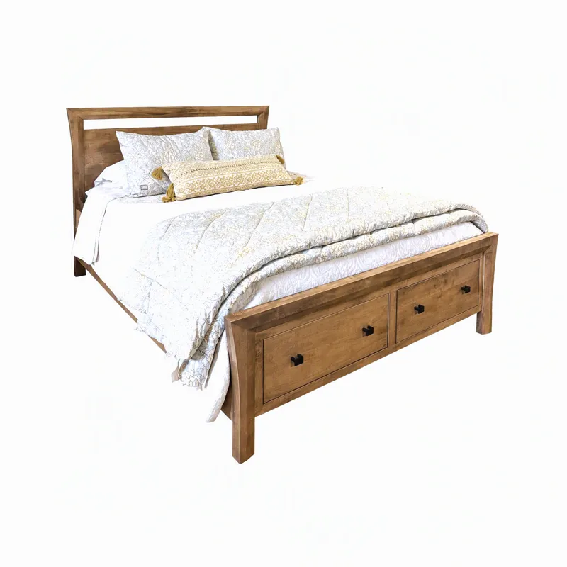 Marco Queen Bevel Storage Bed - Latte