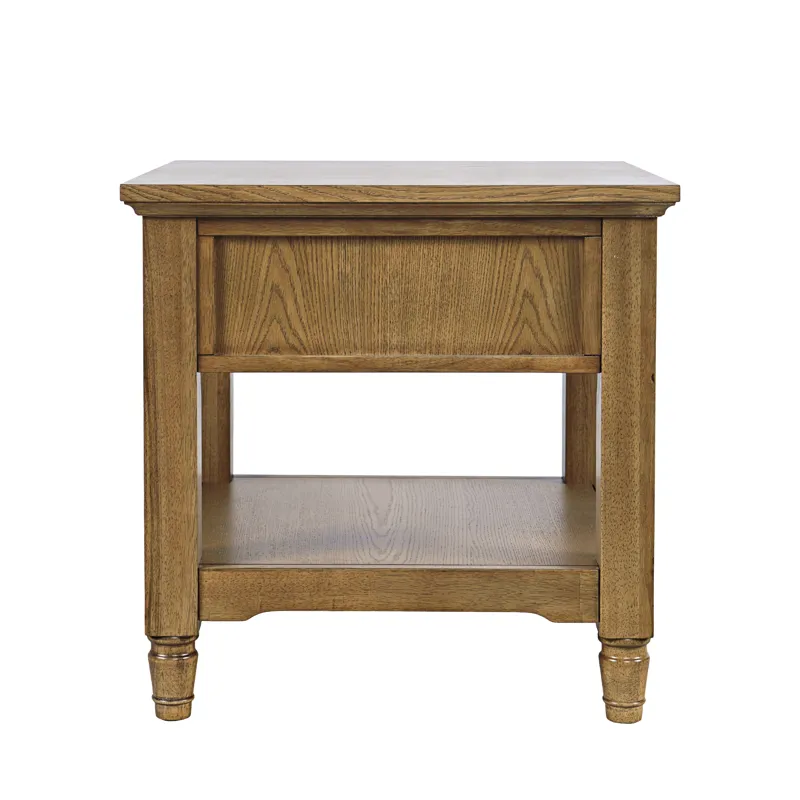 Brentwood Modern Transitional 24" Square End Table With Drawer And Storage Shelf