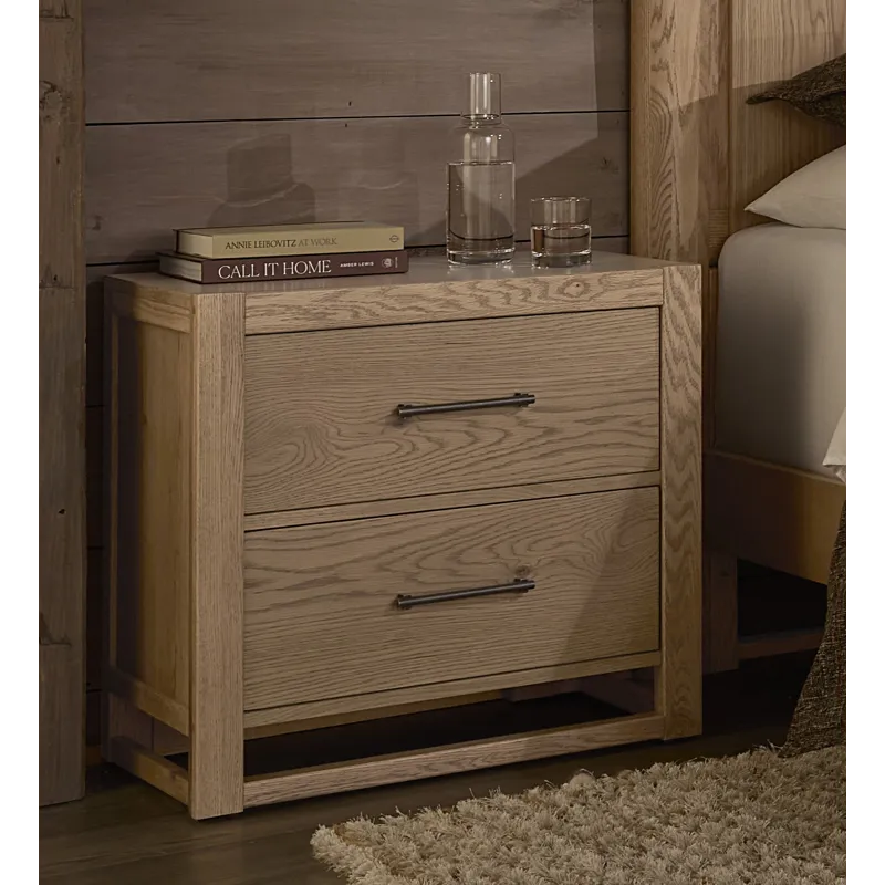 Lodge & Loft-Blond Oak Nightstand 2 Drawer