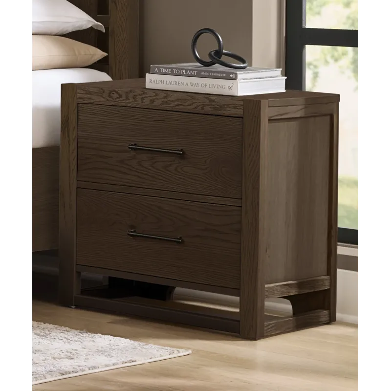 Lodge & Loft-Dark Oak Nightstand 2 Drawer
