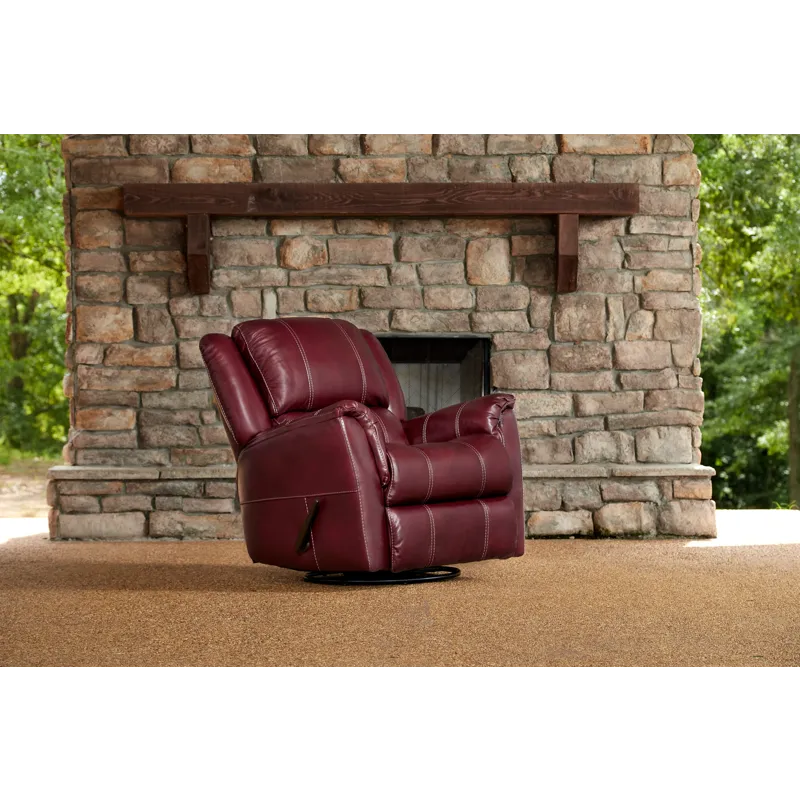 Mercury 188 Leather Swivel Glider Recliner - Red