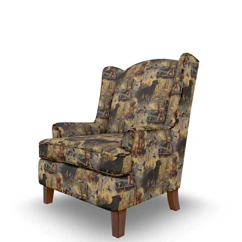 Andrea Fabric Stationary Chair - Dark Walnut