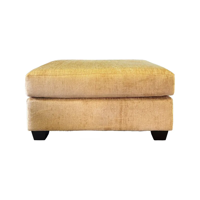 Waffle Gold Upholstered Ottoman