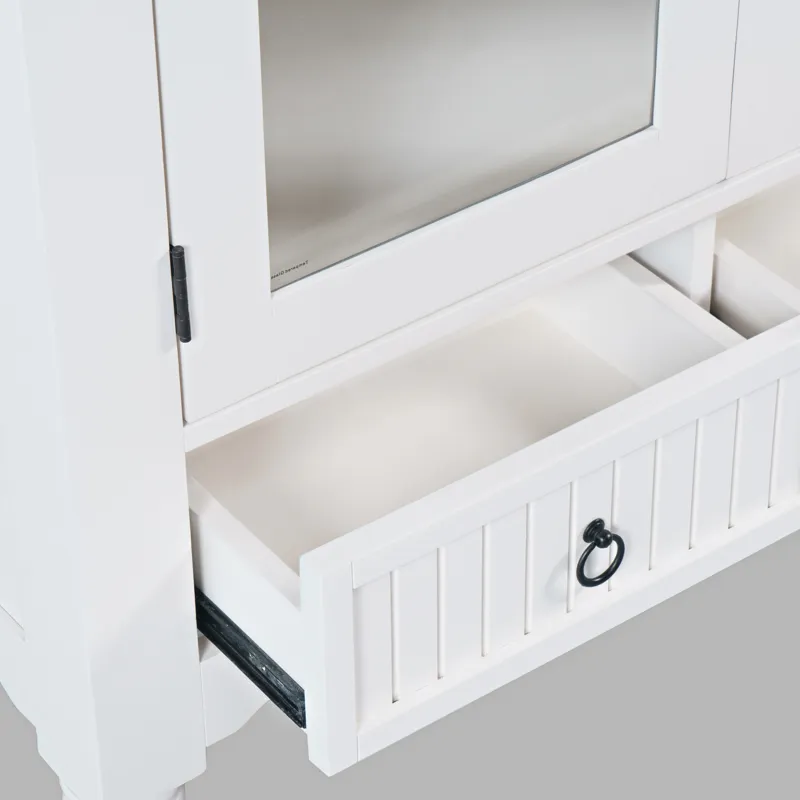 Westport Modern Farmhouse Tall Accent Storage Cabinet With Glass Doors And Adjustable Shelves