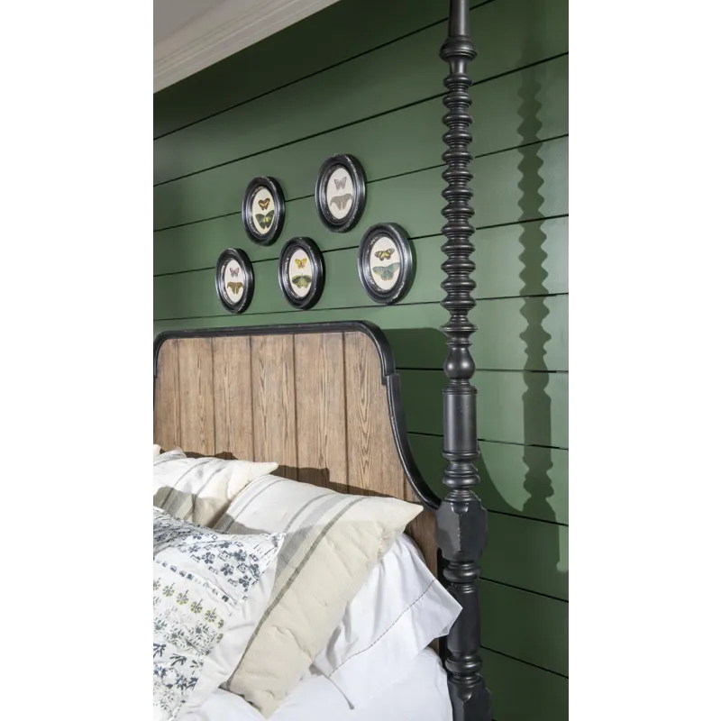 Vintage Market Bobbin Post King/Cali King Headboard - Kettle Black / Barnwood