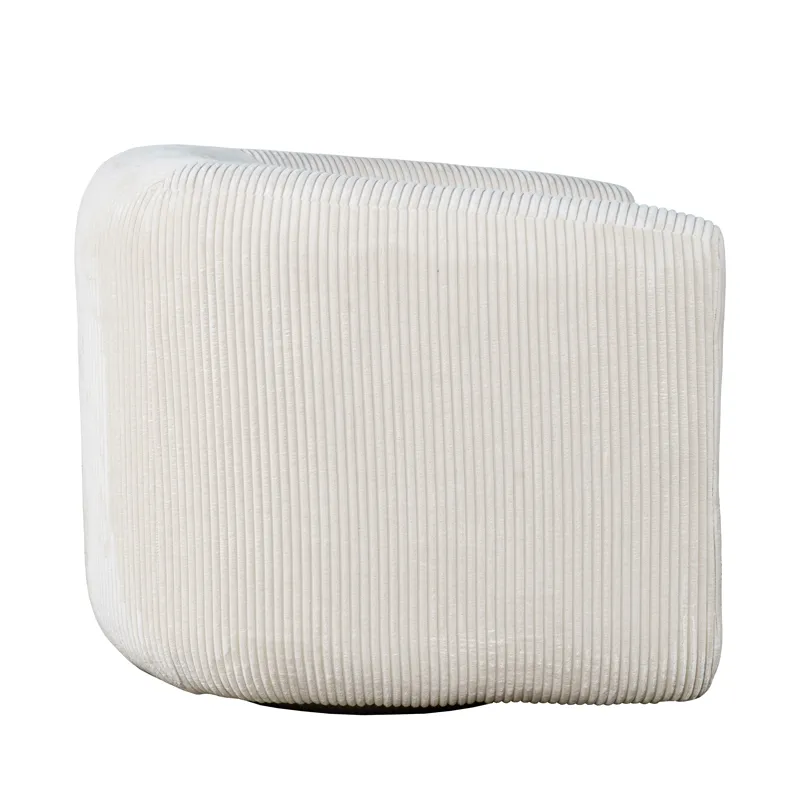 Biggs Modern Corduroy Upholstered Curved Barrel Swivel Accent Chair