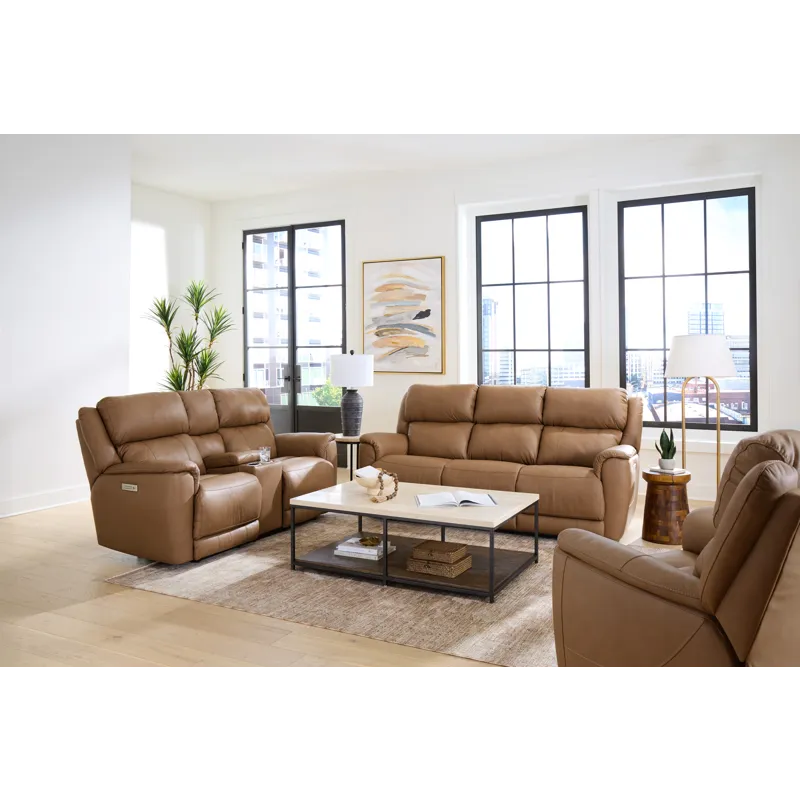 Tuscany 212 Zero Gravity Power Leather Sofa - Butternut