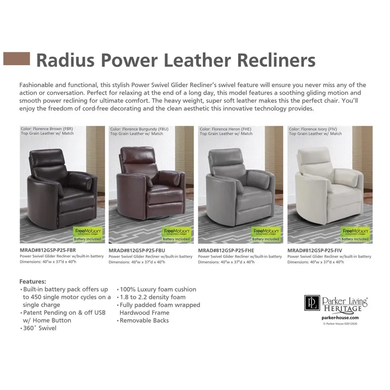 Radius Florence Ivory Power Cordless Swivel Glide