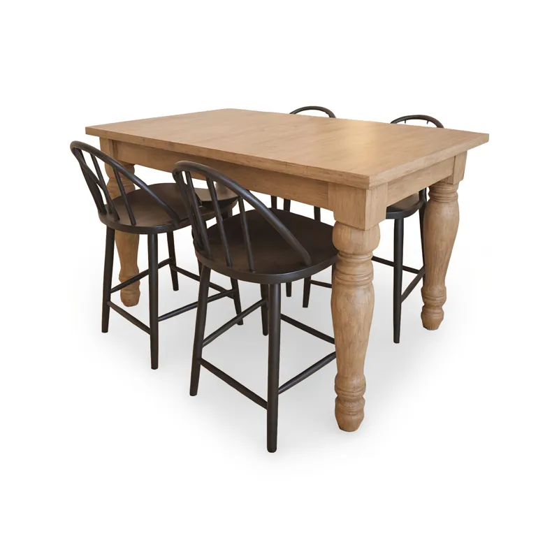 Vintage Market 5 Piece Counter Height Dining Set - Barnwood / Kettle Black