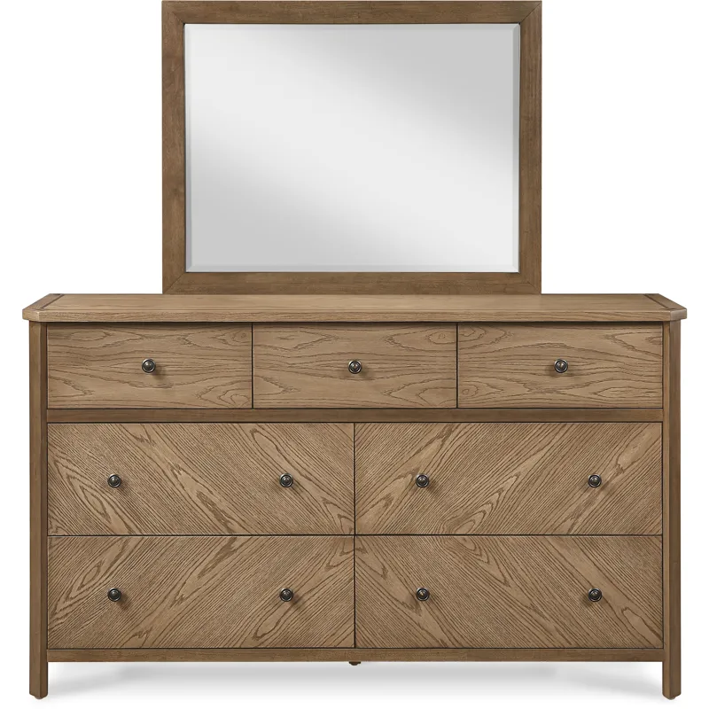 Sun Haven Beveled Mirror - Walnut and Oak Finish