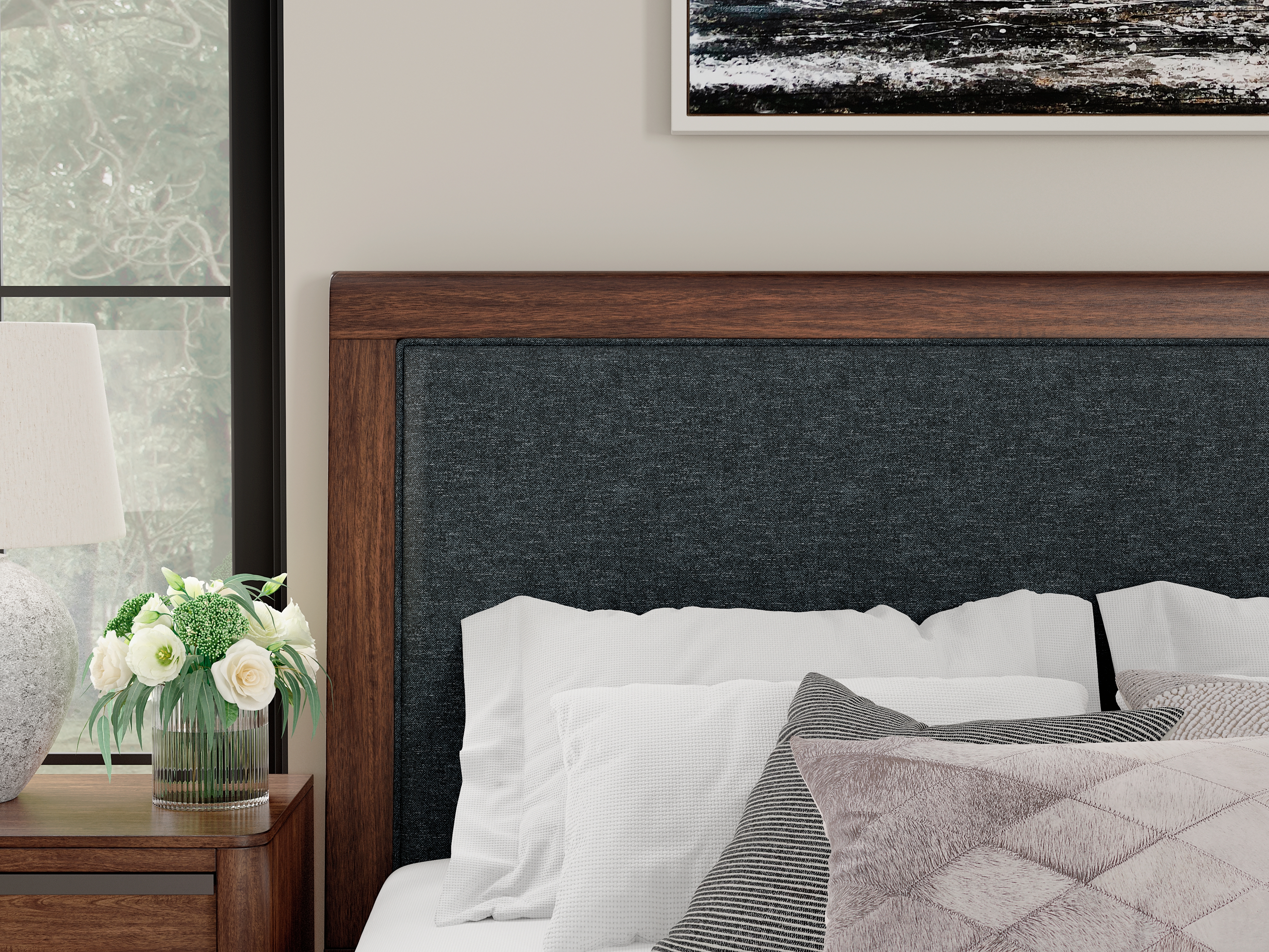 Kendamor Queen Upholstered Panel Headboard - Thumbnail 2