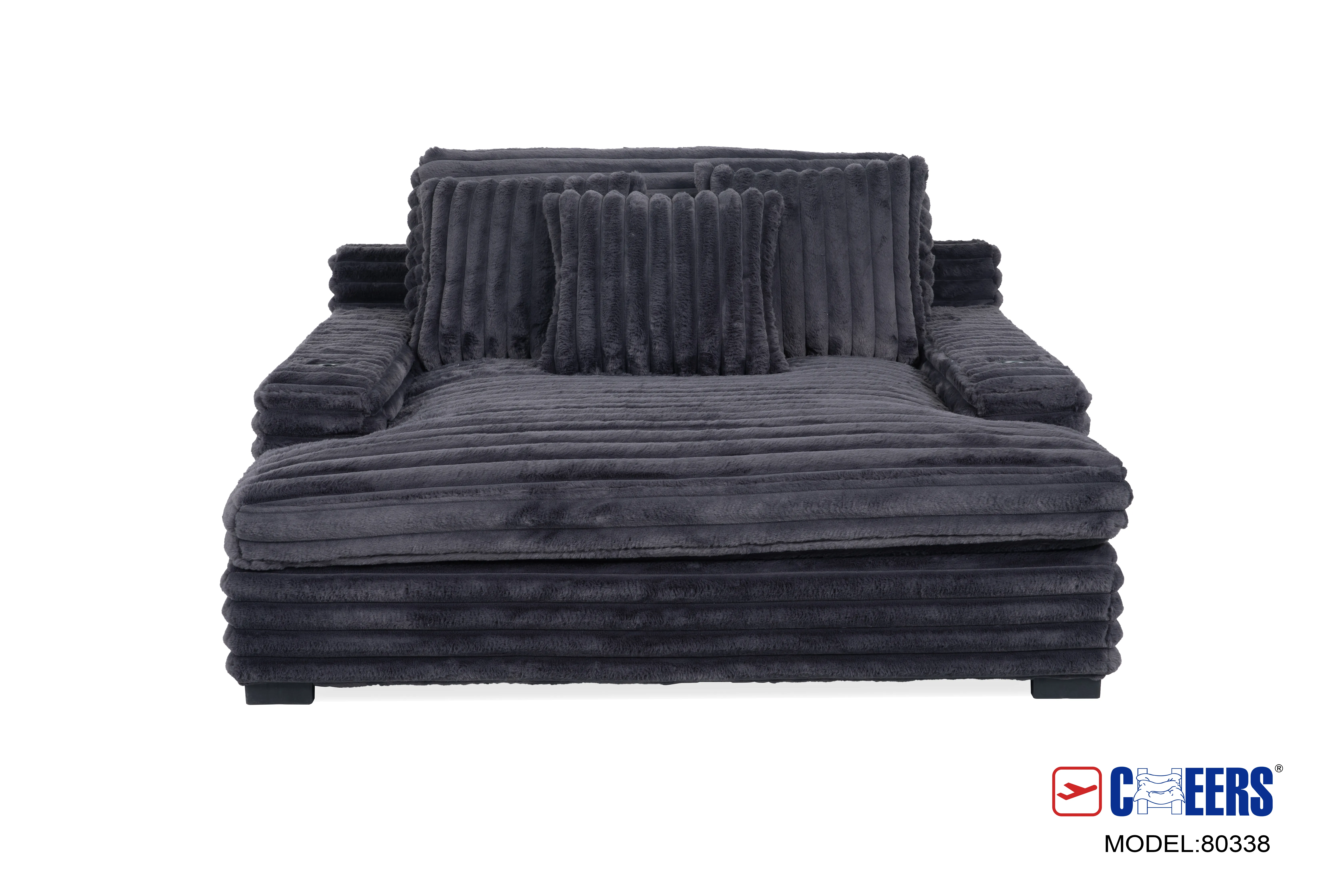 Presley Charcoal Theater Chaise 80338-L1 by Cheers Manwah at