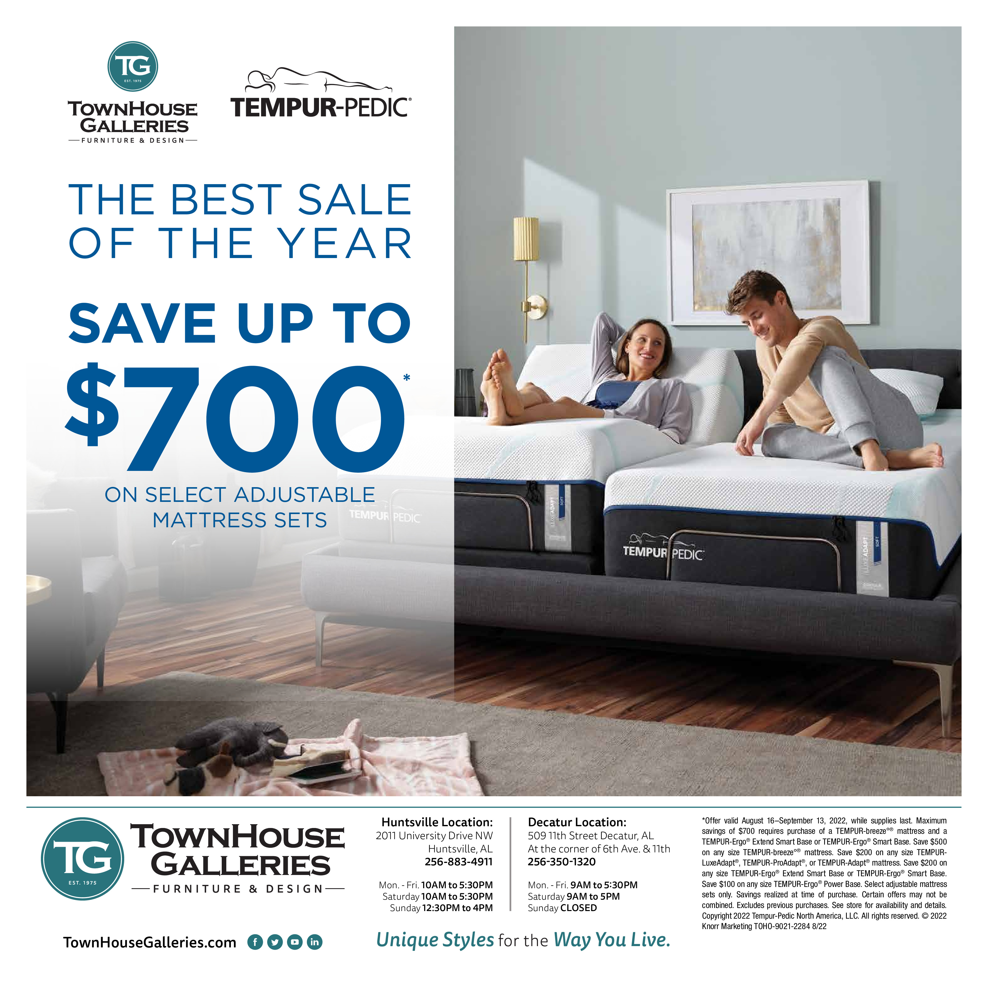 TempurPedic Labor Day Offer TownHouse Galleries