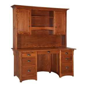 Mission 66 Desk w/ Hutch, Light & 2 File Drawers