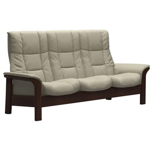 Windsor (M) 3 Seater High Back - Paloma Light Grey w/Brown