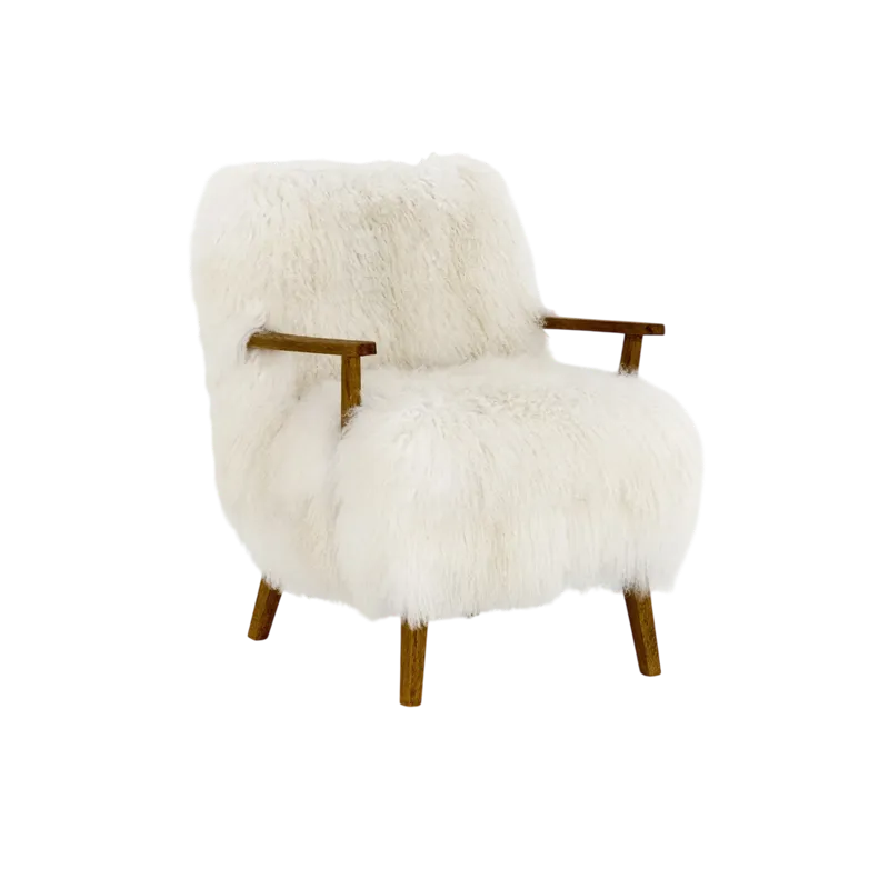 Ashland Arm Chair - Mongolia Cream Fur