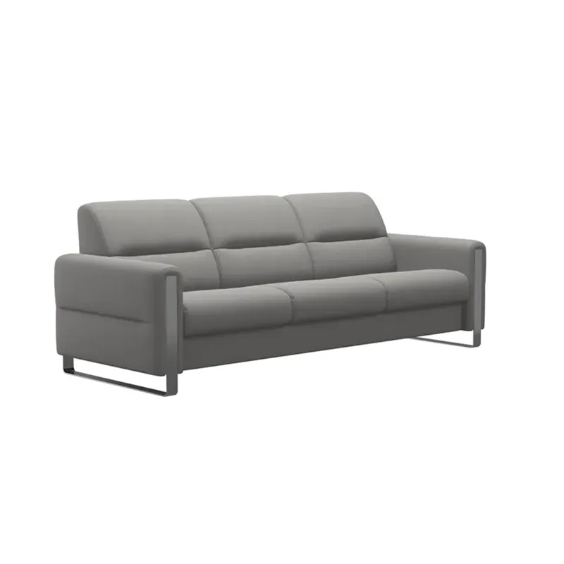 Fiona Steel 3 Seater - Paloma Silver Grey w/Polished