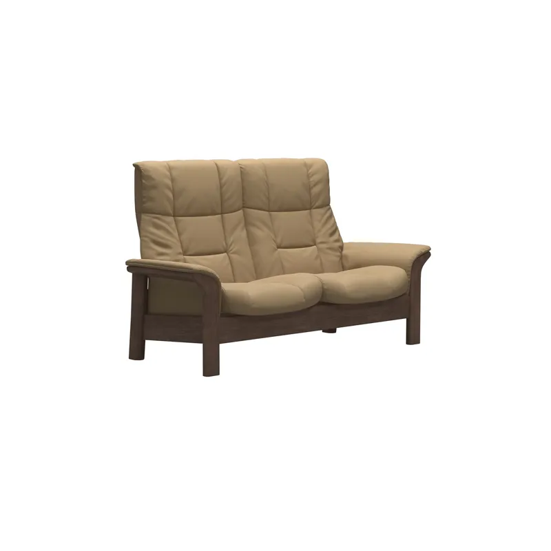 Buckingham (L) 2 Seater High Back - Paloma Sand w/Walnut Stain