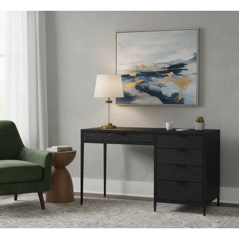 5 Drawer Black Desk