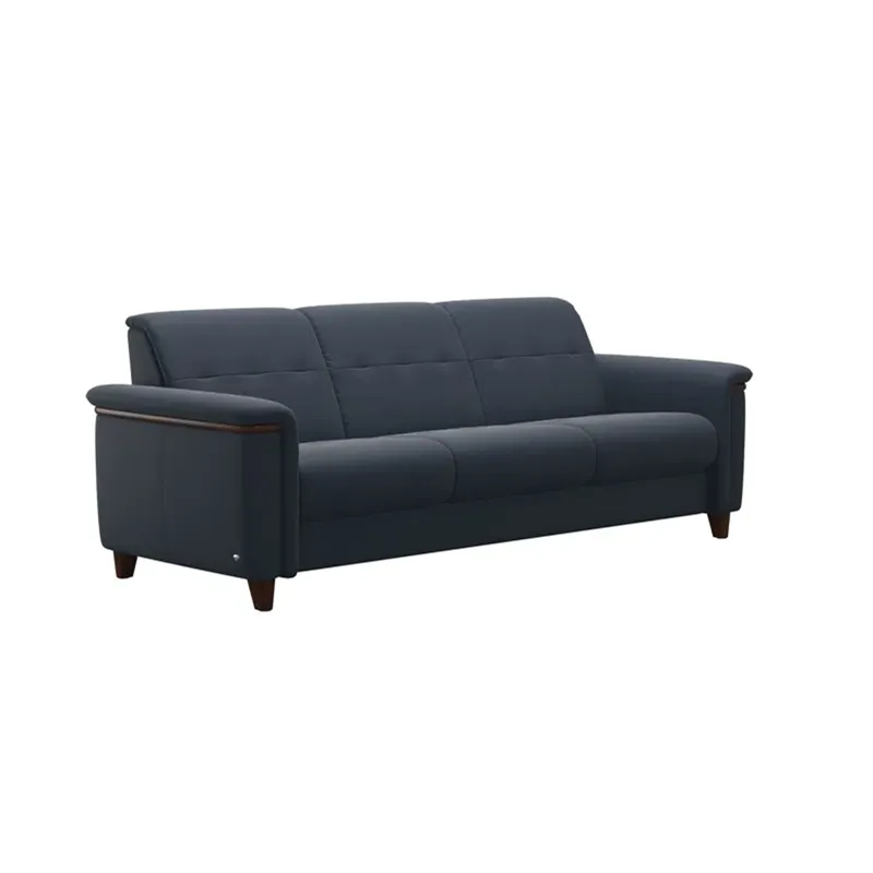 Flora Wood 3 Seater - Paloma Oxford Blue w/Brown