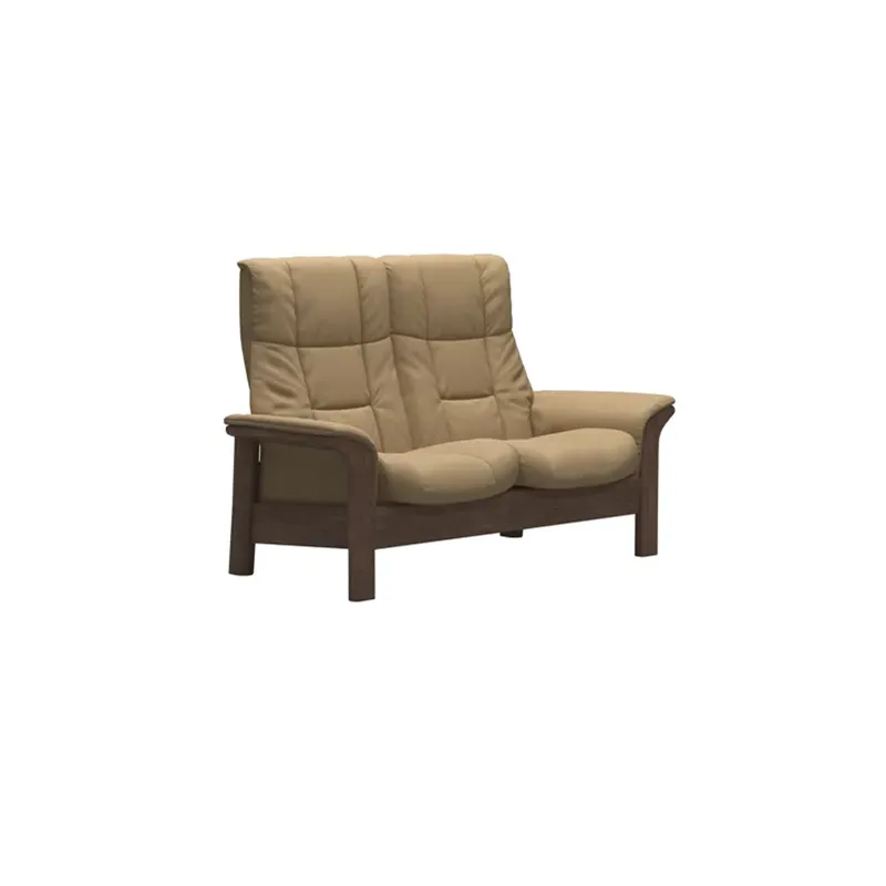 Windsor (M) 2 Seater High Back - Paloma Sand w/Walnut