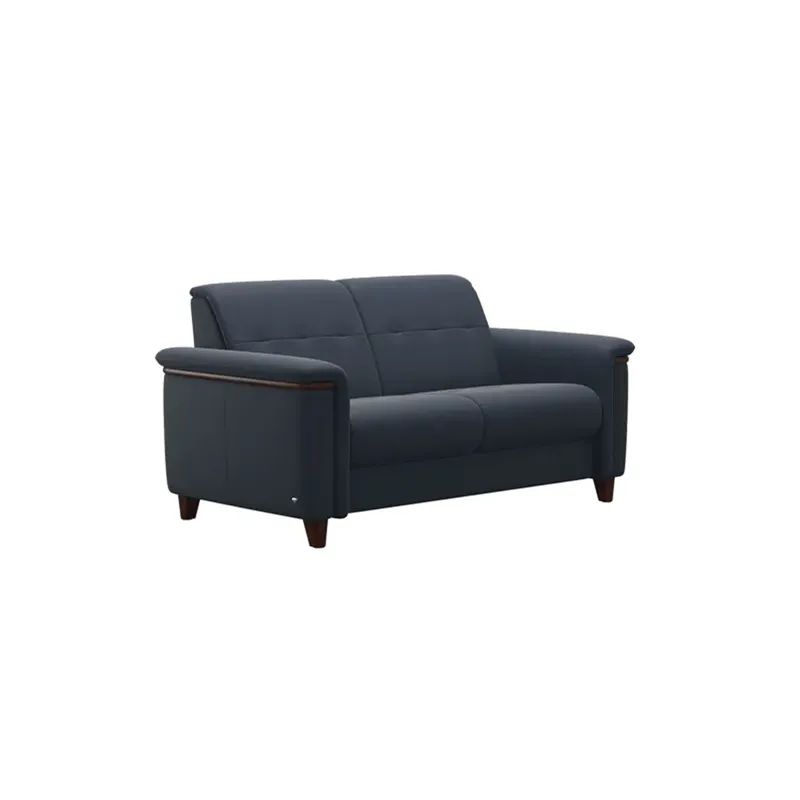 Flora Wood 2 Seater - Paloma Oxford Blue w/Brown