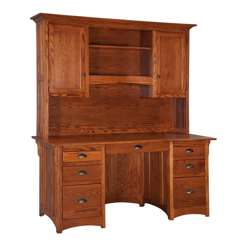 Mission 66 Desk w/ Hutch, Light & 2 File Drawers