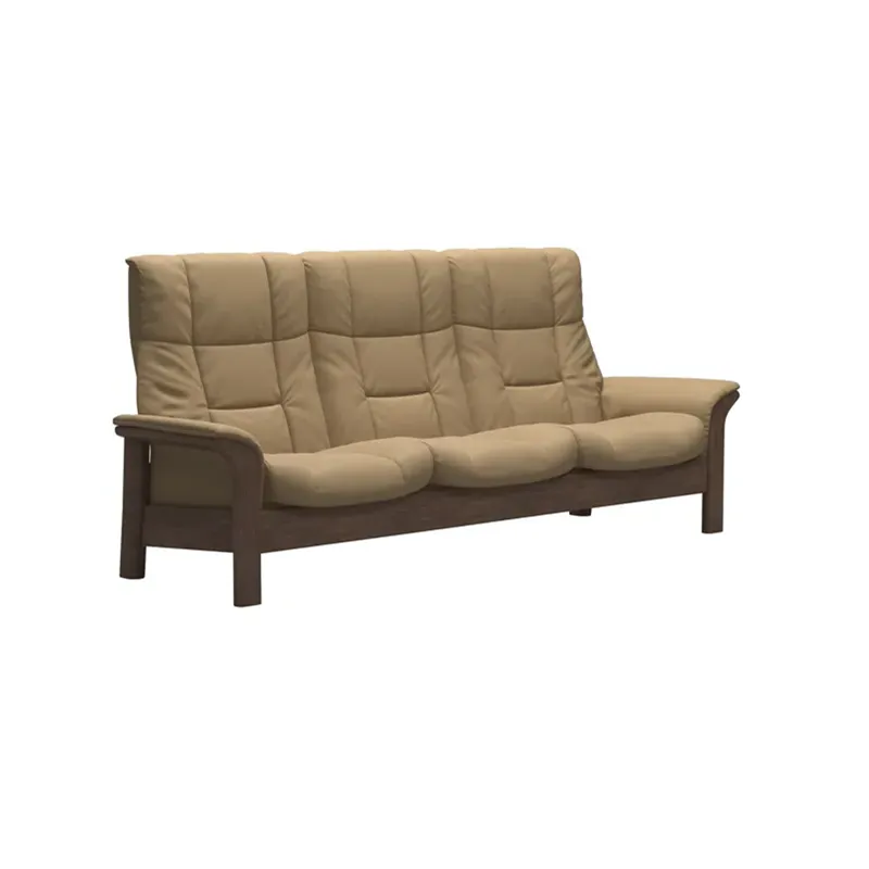 Buckingham (L) 3 Seater High Back - Paloma Sand w/Walnut
