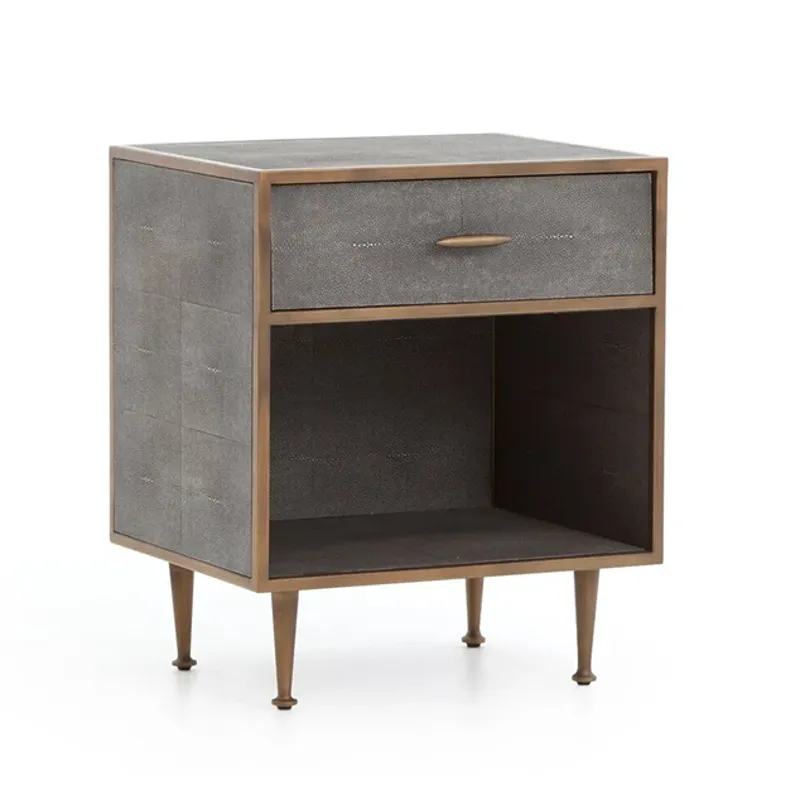 Shagreen Bedside Table - Grey Shagreen