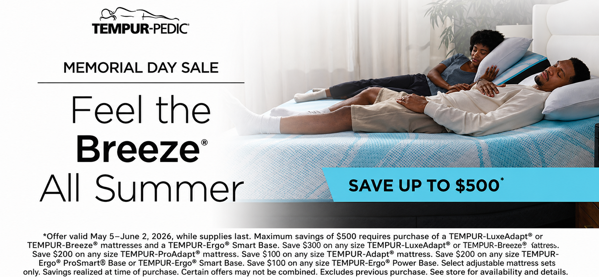 Save Up To $500* On Select Adjustable Mattress Sets!