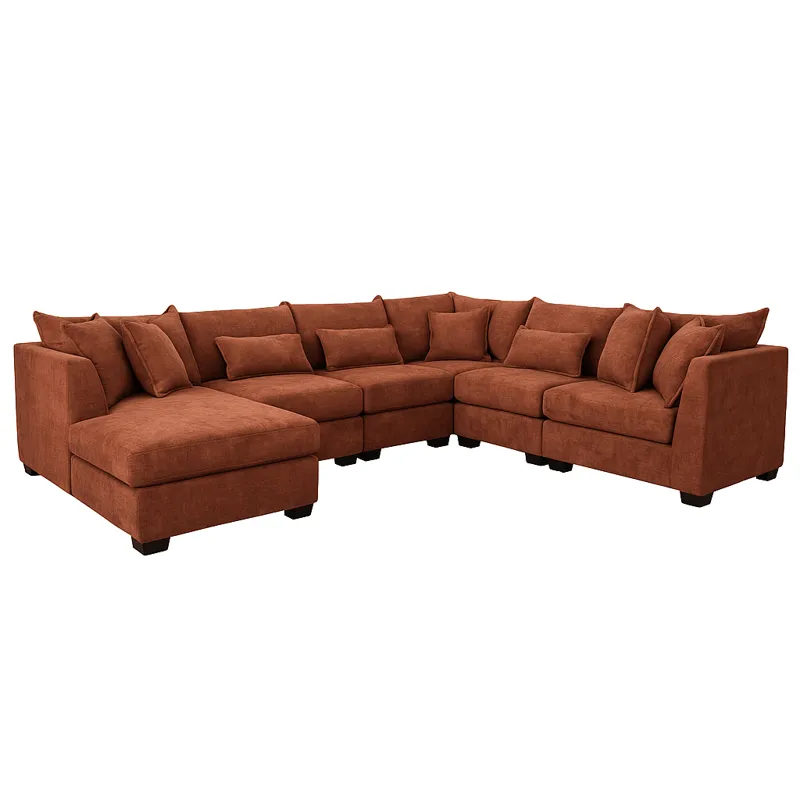 Rust 6 Piece Sectional with LAF Chaise