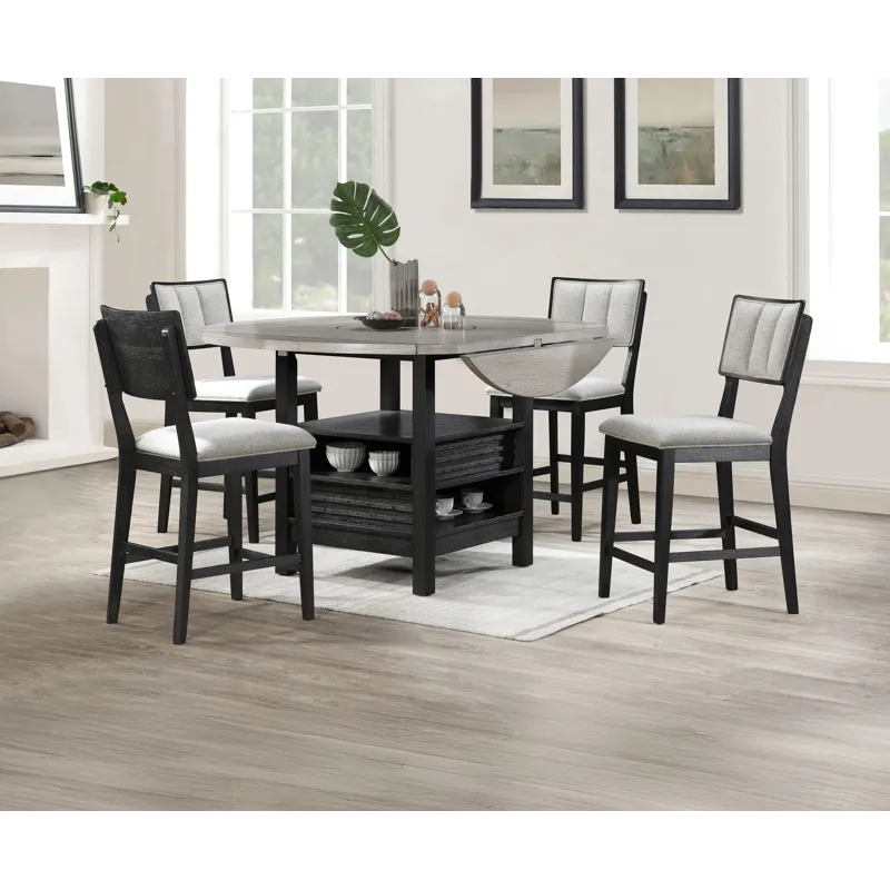 Cline 5 PC Counter Height Dining Set- Light Grey