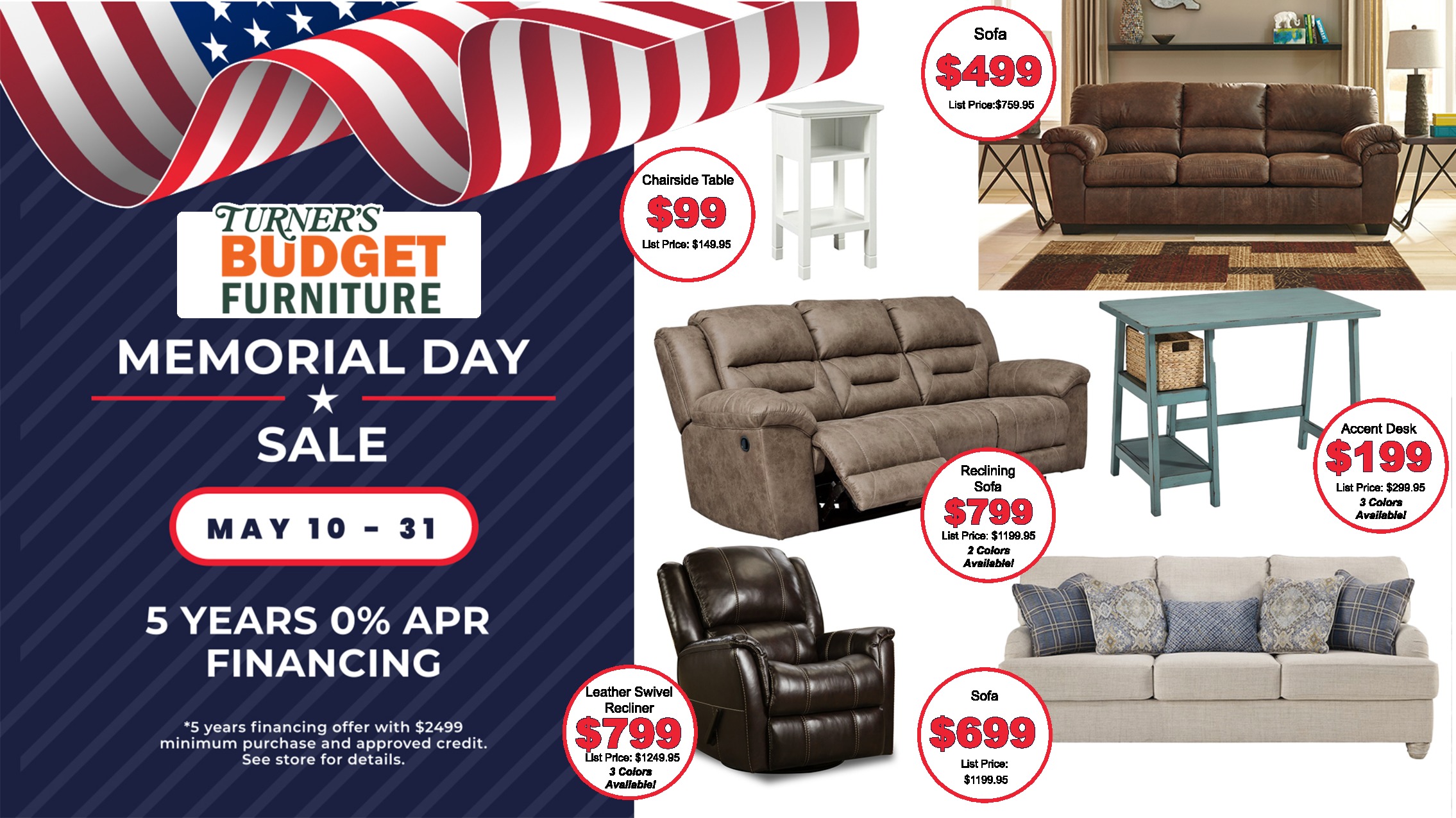 Memorial Day Turner's Budget Furniture