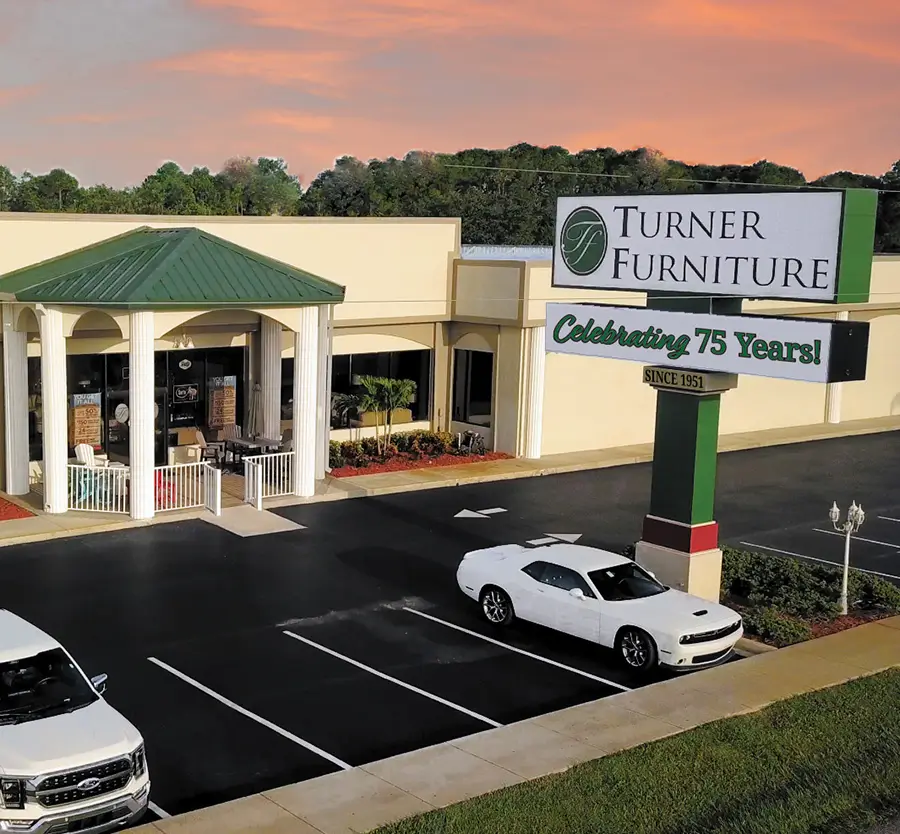 Turner Furniture storefront celebrating 75 years